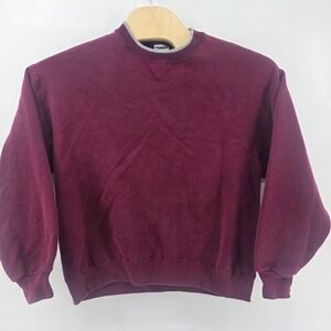 Jerzees High Cotton Burgundy Pullover Sweatshirt Crewneck Casual Size L USA